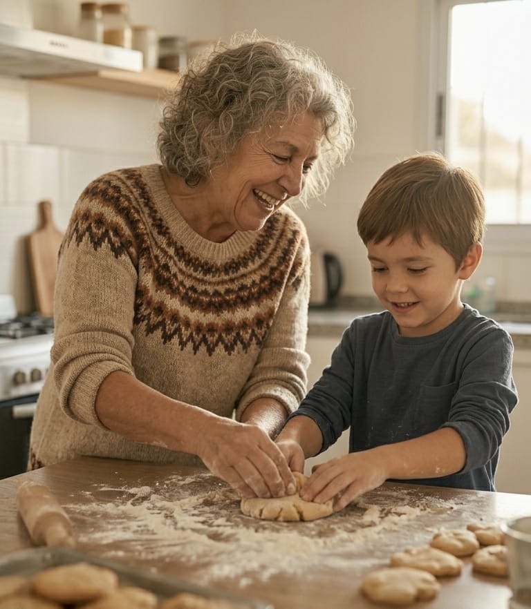 Abuela argentina sonriente y cariñosa lista para cuidar a niños